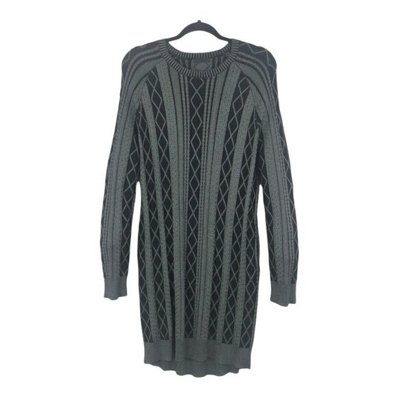 ATM Anthony Thomas Melillo Women's Medium Black Gray Cable Knit Sweater Dress - Picture 2 of 6